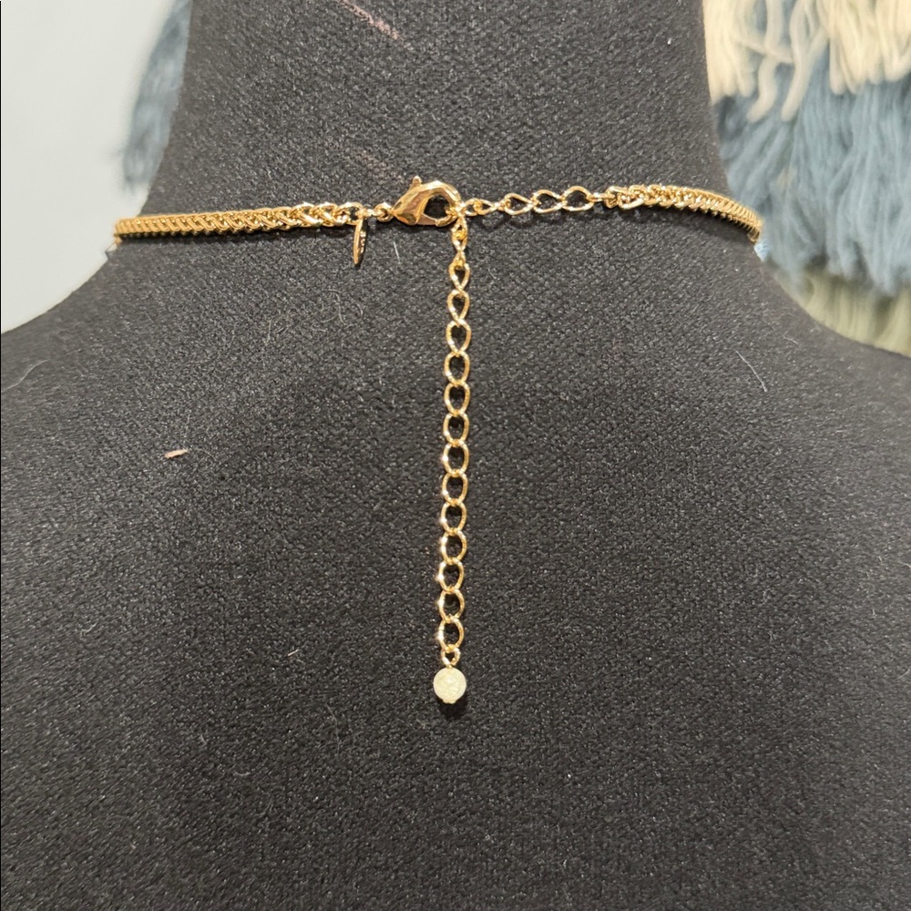 Boutique Multi Strand Blue Statement Necklace | Gold Accents - Picture 6 of 11